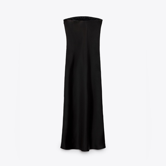 Zara strapless satin effect midi dress NWT - Picture 6 of 7